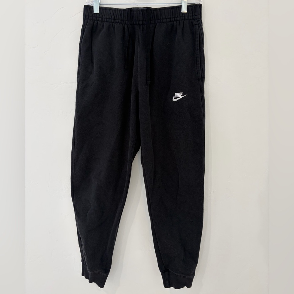 Nike Black Fleece Jogger Sweatpants Small Swoosh Logo Size Medium